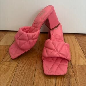 Zara Pink Quilted Kitten Heels